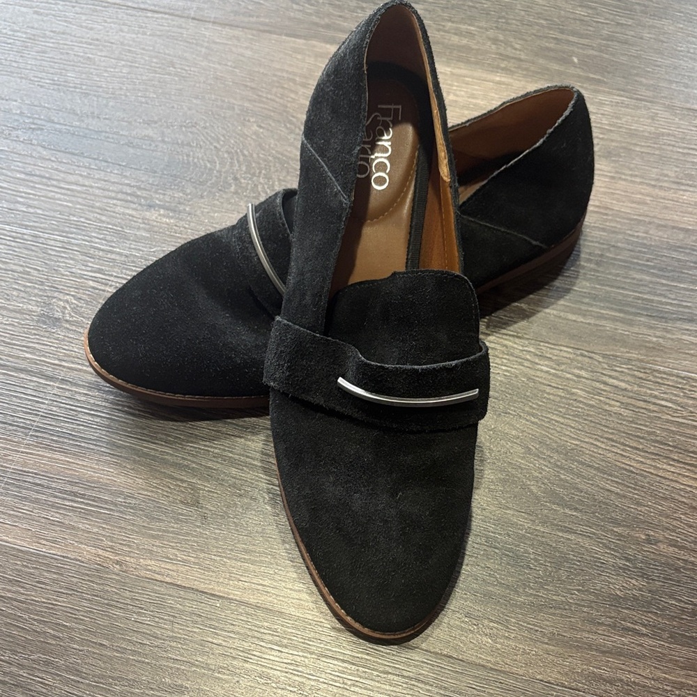 Franco Sarto womens Black Suede Slip-Ons